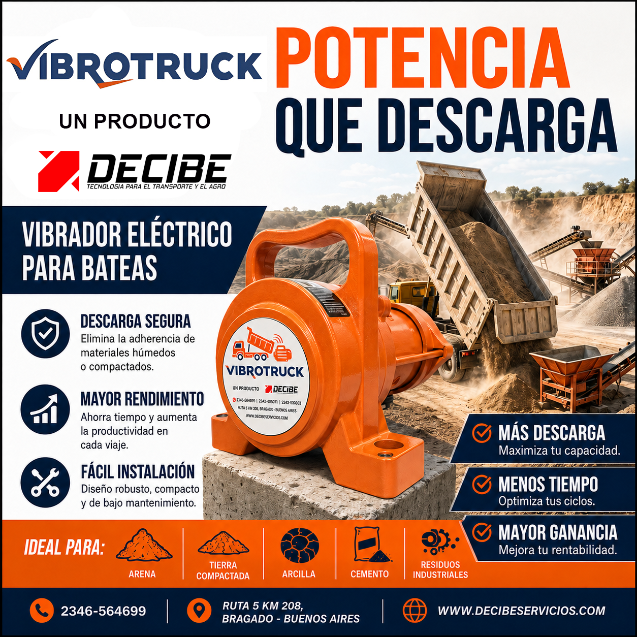 VibroTruck, descarga asistida para transporte